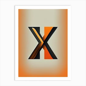 X, Letter, Alphabet Retro Minimal 4 Art Print
