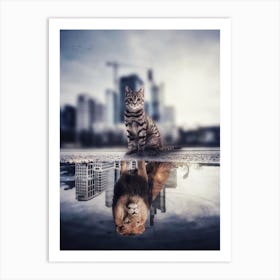 The Lion City Puddle Reflection Art Print