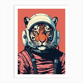 Tiger Illustrations Wearing An Astronaut Suit 4 Art Print