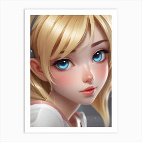 Anime Girl With Blue Eyes 2 Art Print