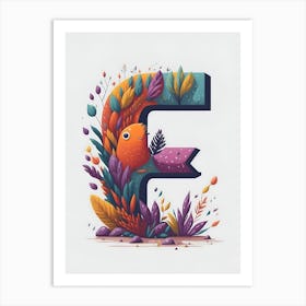 Colorful Letter F Illustration 70 Art Print