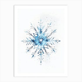 Intricate, Snowflakes, Minimalist Watercolour 4 Art Print