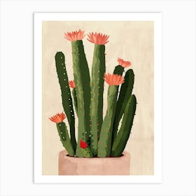 Christmas Cactus Plant Minimalist Illustration 7 Art Print