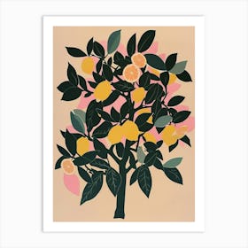 Lemon Tree Colourful Illustration 4 Art Print