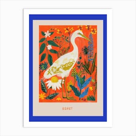 Spring Birds Poster Egret 2 Art Print