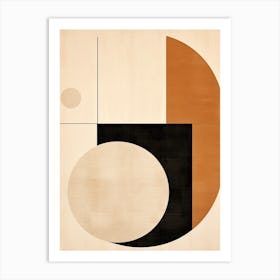 Neutral Elysium: Geometric Bauhaus Circles Art Print