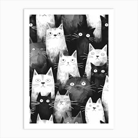 Perfectly Repeatable Artwork With Cute Cat Faces 05 Art Print