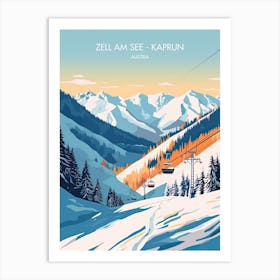 Poster Of Zell Am See   Kaprun   Austria, Ski Resort Illustration 2 Art Print