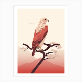 Minimalist Red Tailed Hawk 4 Illustration Art Print