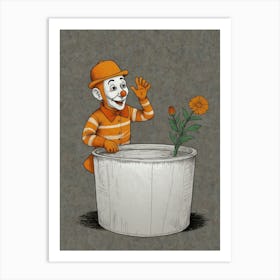 Clown In A Bucket 1 Art Print