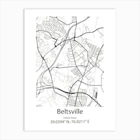 Beltsville,United States Minimalist Map 1 Art Print