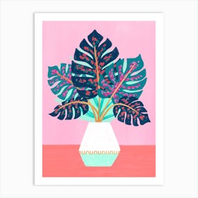Painted Monstera Plant Art Print