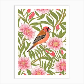 Finch 2 William Morris Style Bird Art Print