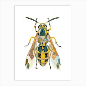 Colourful Insect Illustration Yellowjacket 14 Art Print
