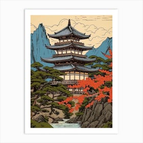Byodo In Temple, Japan Vintage Travel Art 2 Art Print