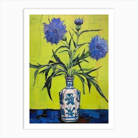 Flowers In A Vase Still Life Painting Cornflower 4 Art Print