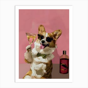 Corgi With A Martini Art Print