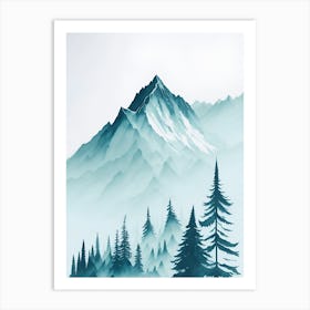 Mountain And Forest In Minimalist Watercolor Vertical Composition 87 Art Print