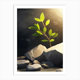 Tree Sprouting From Rocks Art Print