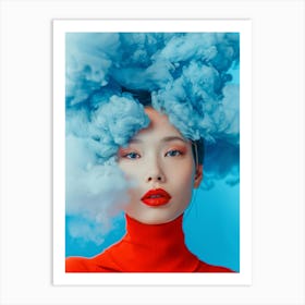 Asian Girl With Blue Hair Art Print