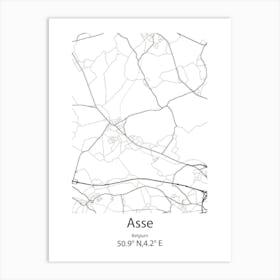 Asse,Belgium Minimalist Map Art Print