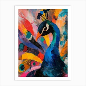 Colourful Brushstroke Peacock 3 Art Print