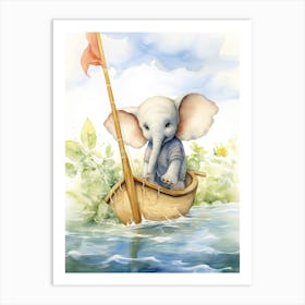 Elephant Painting Sailing Watercolour 2 Art Print