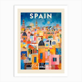 Barcelona Spain 3 Fauvist Painting  Travel Poster Art Print