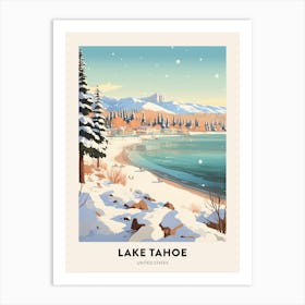 Vintage Winter Travel Poster Lake Tahoe Usa 3 Art Print