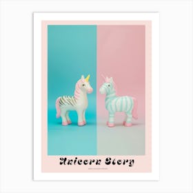Pastel Zebra Unicorn Friends Poster Art Print