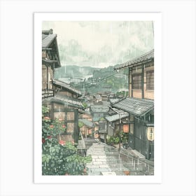 Otaru Japan 3 Retro Illustration Art Print