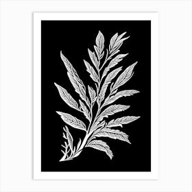 Summer Savory Leaf Linocut 1 Art Print