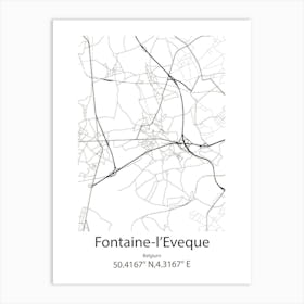 Fontaine L Eveque,Belgium Minimalist Map Art Print