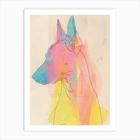 Belgian Sheepdog Rainbow Line Silhouette Art Print