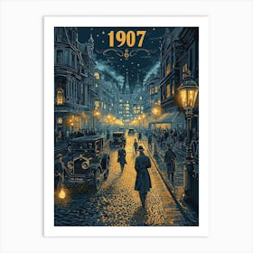 Aihrgdesign A Nostalgic Poster Of A Bustling 1907 City Street 9bb460d9 F8b0 4913 A42e F366e221c3f9 0 Art Print