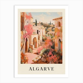 Algarve Portugal 4 Vintage Pink Travel Illustration Poster Art Print