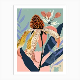 Colourful Flower Illustration Coneflower 3 Art Print