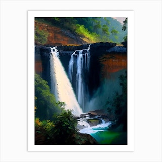 Nohsngithiang Falls, India Nat Viga Style (1) Art Print