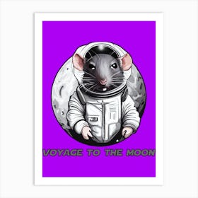 Voyage To The Moon Animal Cartoon Art Print