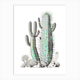 Saguaro Cactus William Morris Inspired Art Print