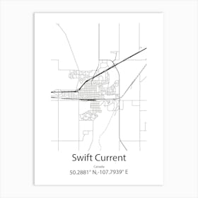 Swift Current,Canada Minimalist Map Art Print