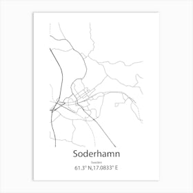 Soderhamn,Sweden Minimalist Map Art Print