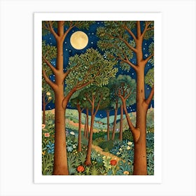 William Morris Moonlight In The Forest 66 Art Print