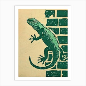 Lizard On The Brick Wall Bold Block 1 Art Print