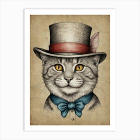 Cat In Top Hat 6 Art Print