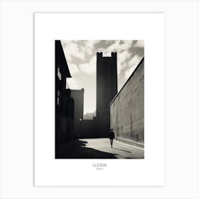 Poster Of Lleida, Spain, Black And White Analogue Photography 1 Art Print