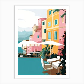 Positano, Italy, Flat Pastels Tones Illustration 4 Art Print