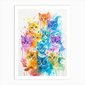 Colorful Kittens Art Print