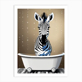 Zebra In A Bath Tub, whimsical animal art, 1109 Art Print