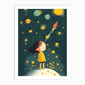 Little Girl In Space 1 Art Print